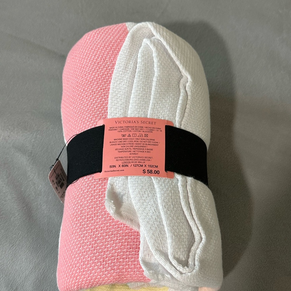 Victoria's Secret Pastel Striped Blanket - Picture 2 of 4